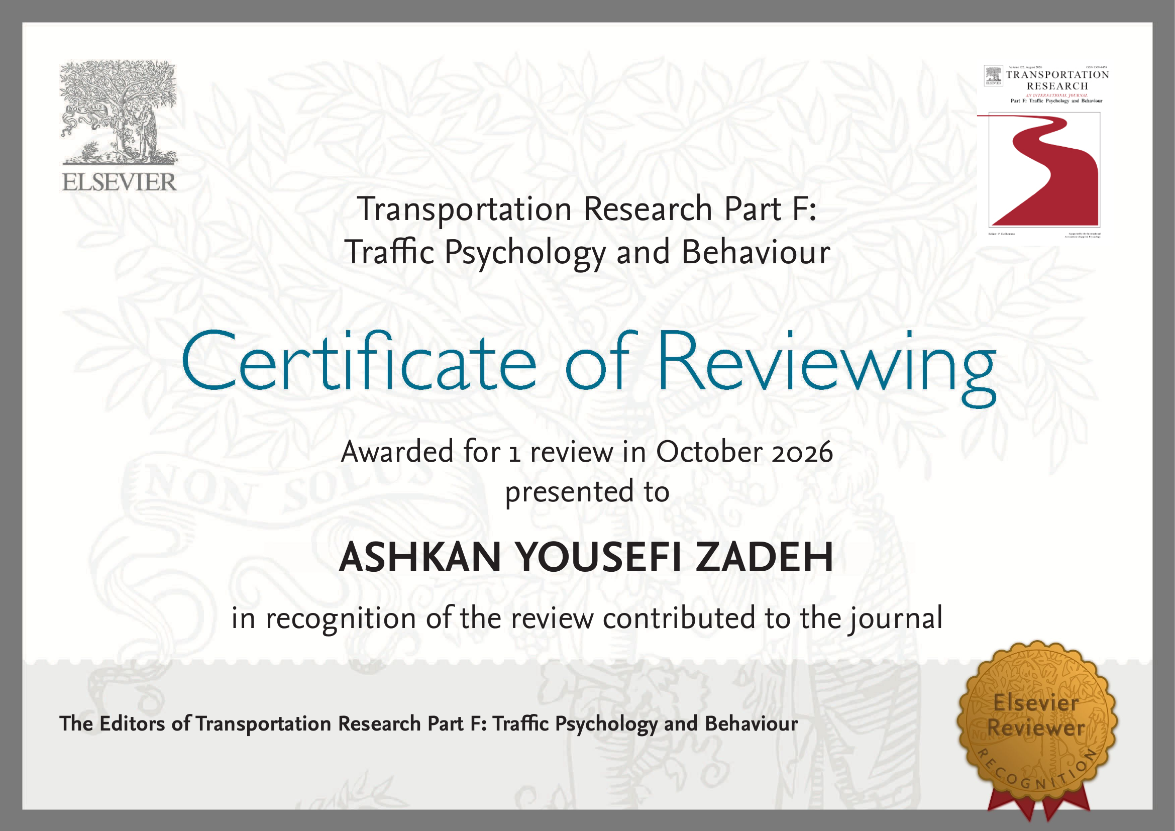 Peer Reviewer certificate
