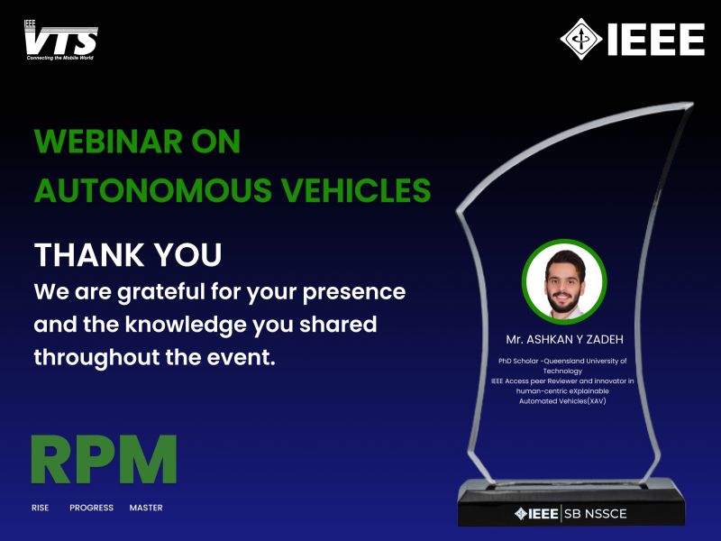 Guest speaker session on autonomous vehicles — IEEE VTS Student Branch Chapter